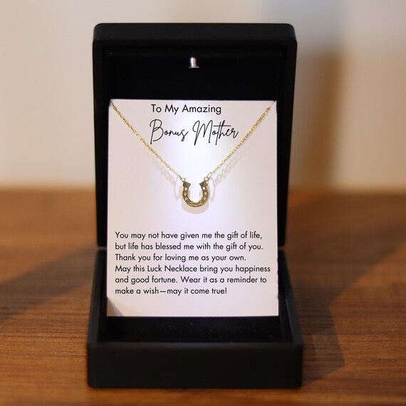 Unique Bonus Mom Necklace Gift, Luck Necklace with Luxury Box for Step Mom, Other Mother Gift, Second Mom Birthday Gift, Mother in Law Gift