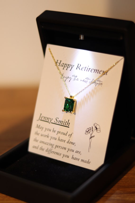 Retirement Jewelry for Women, Silver Necklace with LED Light Jewelry Box, Nurse Retirement, Corporate Boss Retirement Coworker leaving