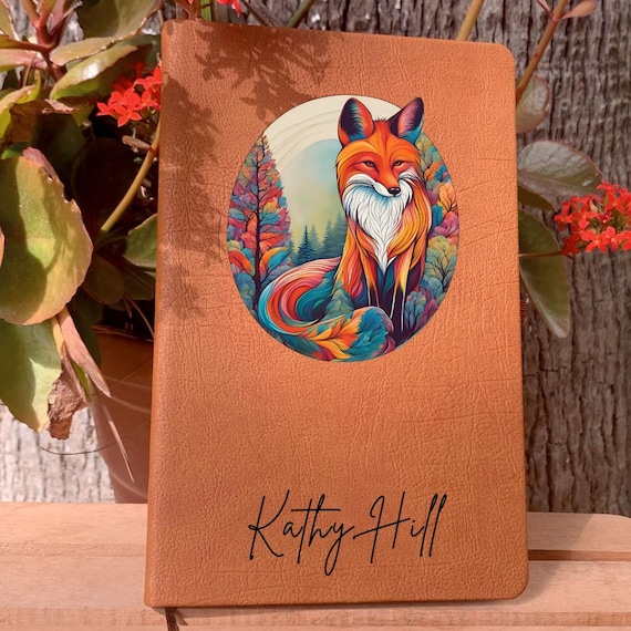 Personalized Fox Lover Journal, Unique Vintage Fox Theme Journal, Natural Life Animal Lover Gift, Cute Fox Gift, Animal themed Journal,