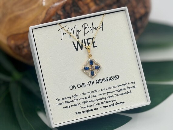 4th Anniversary Jewelry For Wife, 4th Anniversary Necklace Gift from Husband, Fourth Year Anniversary, Wife Four Years Anniversary Gift