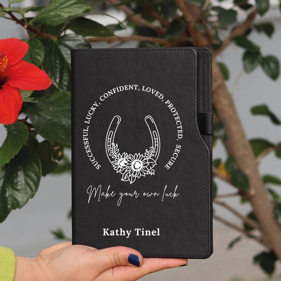 Lucky Horseshoe Journal, Personalized Luck Notebook, Personalized inspiring notebook, Motivational Notebook, Personalized Birthday Gifts,