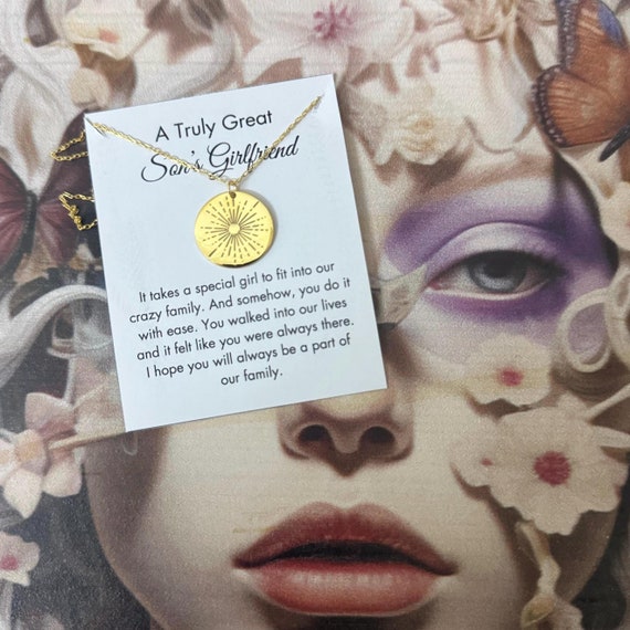 Son's Girlfriend Sun Necklace for Christmas, Sons Girlfriend Silver Jewelry, Son’s Girlfriend Gifts, Daughter in Law Gift,
