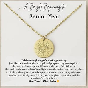 First Day of Senior Year Necklace, Perfect Back to School Gift for Daughter, Niece, or Granddaughter.
Celebrate the First Day of 12th Grade with this Custom Name Sun Necklace – A Meaningful Senior Year Keepsake, Senior Year 12th Grade Gift for Girls, Ideal for Daughter, Niece, or Granddaughter Starting Their Last School Year, Brighten Her First Day of 12th Grade with a Custom Sun Necklace