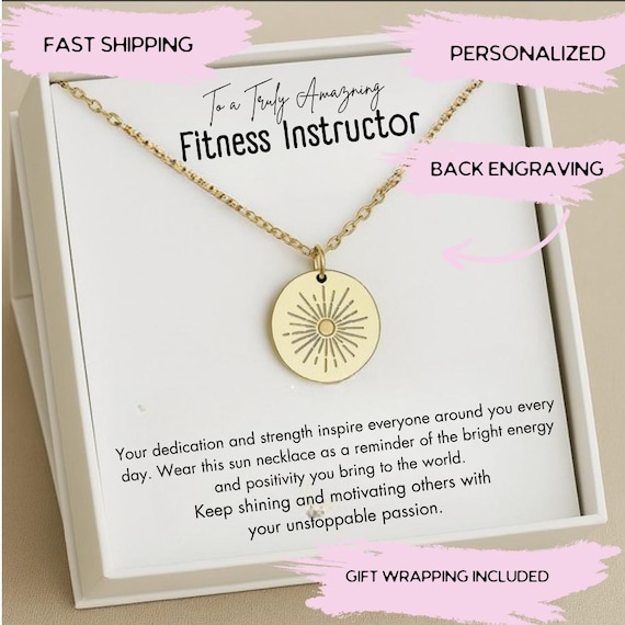 Personalized Fitness Instructor Necklace, Fitness Instructor Gift, Thank You Gift, Female Fitness Instructor Appreciation Gift