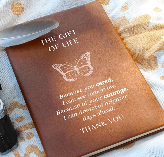 Organ Donor Thank You Gift, Gift of Life Journal, Graphic Leather Journal, Transplant Anniversary Gift for Donor, Liver Donor