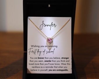 Eerste dag van het seniorjaar cadeau, sieraden eerste schooldag cadeau, terug naar school ketting, eerste schooldag peetdochter, dochter cadeau