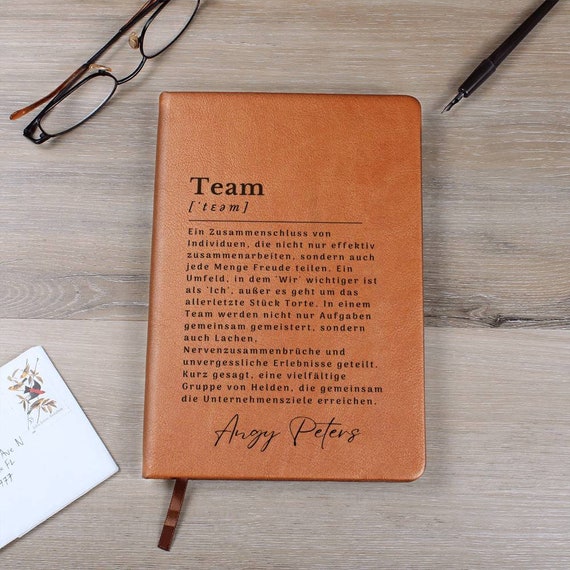 Personalisiertes Team Geschenk,  Teamleitung Abteilung Geschenk, Personalisiertes Notizbuch  für Team, Team Definition Notizbuch