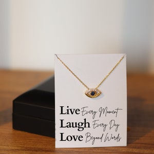 Joyas para mujer, collar de ojo malvado de plata de ley 925 con caja de joyería con luz LED, regalo de cumpleaños para mujer, regalo de buena suerte, joyería de agradecimiento,