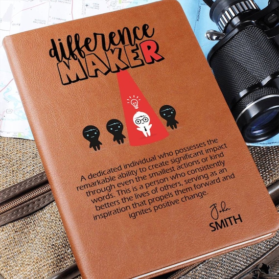 Difference Maker Journal, Social Worker Thank You Gift, Teacher Thank You Gift, Inspirational  Leader Gift, Employee Appreciation Gift