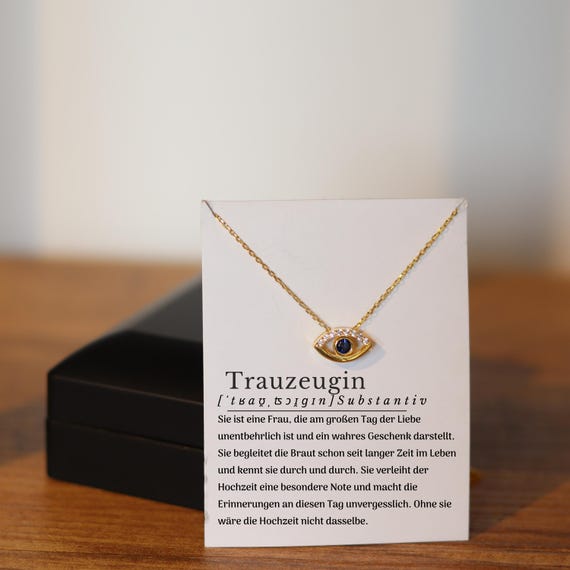 Trauzeugin Silbernes Böser-Auge-Halsband mit LED-Licht Schmuckbox – Drittes Auge, Trauzeugin Geschenk