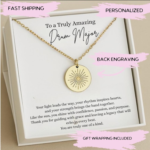 Personalized Drum Major Necklace Gift, Drum Major Thank You Gift, Drum Major Appreciation Gift,  Drum Major Leaving Gift, Drum Major Jewelry