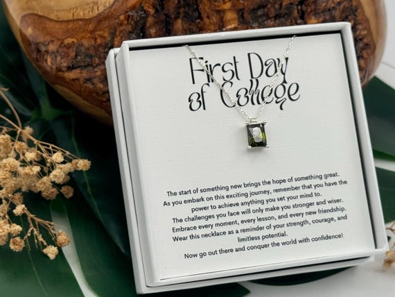 First Day of College Silver Birthstone Necklace Gift, College Student Gift Freshman  Good Luck Gift, Back to school First Day of School Gift