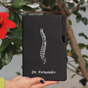 Personalized Chiropractor Black Journal, Chiropractor Thank You Gift, Chiropractor Human Spine Notepad, Chiropractic Journal,