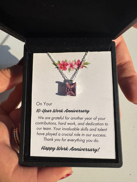10 Year Work Anniversary Necklace Gift, Female Service Award Gift, 5 Year Company Gifts, 15 Years Of Service Gifts For Women, Gift from Boss
