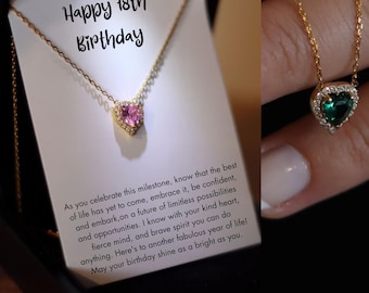 18th Birthday Birthstone Jewelry, 18th Birthday Gift for Girls, Eighteenth Birthday Silver Necklace, 18 Year Old Daughter Gift
