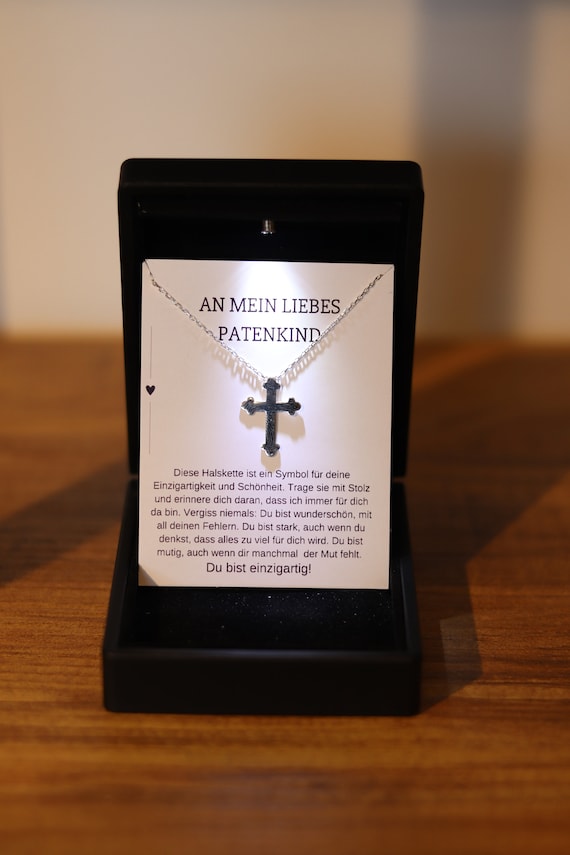 925 Sterlingsilber Kreuz Patenkind Halskette, Geschenk für Patenkind zur Taufe, Zum Schulabschluss Patenkind, Patenkind Geburtstag,