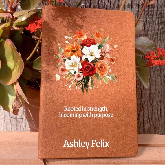 Leo Birth Flower Bouquet Journal,  July & August Floral Notebook, Rose, Lily, Zinnia Gladiolus, Zodiac Birthday Gift for Women, Leo Birthday