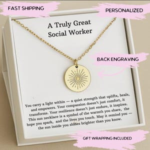 Masters in Social Work afstuderen ketting cadeau, gepersonaliseerde MSW-ketting met cadeaubon, maatschappelijk werker Silver Sun-ketting