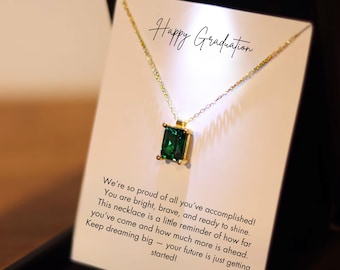 Graduation Birthstone Jewelry for Girls, Personalized Graduation Necklace, School Graduation Gifts from Her, Daughter Graduation Necklace