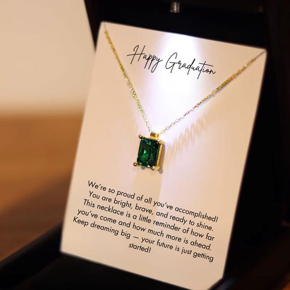 Graduation Birthstone Jewelry for Girls, Personalized Graduation Necklace, School Graduation Gifts from Her, Daughter Graduation Necklace