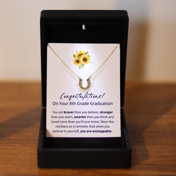 Luck Necklace for 8th Grade Graduation, Elementary School Graduation, 8th Grade Girl Gift, Class of 2025, Graduation Gifts, Niece Graduation