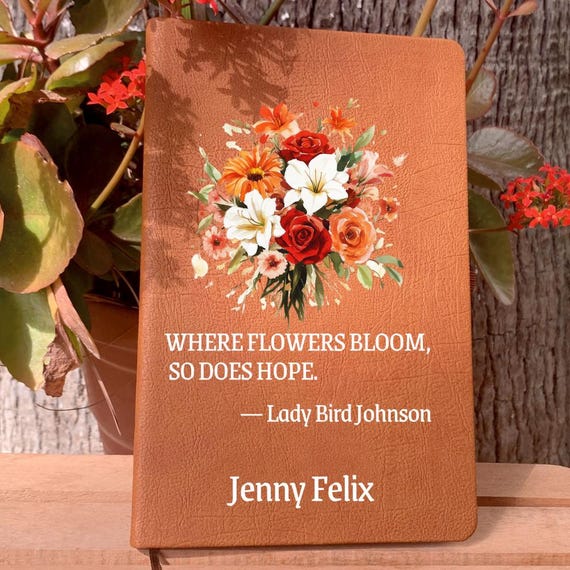 Women Floral Notebook, Rose Lily Zinnia Gladiolus Journal, Encouragement Gift, Birthday Present, Motivational Diary for Her