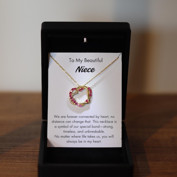 Unique Niece Heart Necklace for Christmas, Niece Birthday Gifts, Niece Silver Jewelry with Luxury Led Light Box, Niece New Year Gift,
