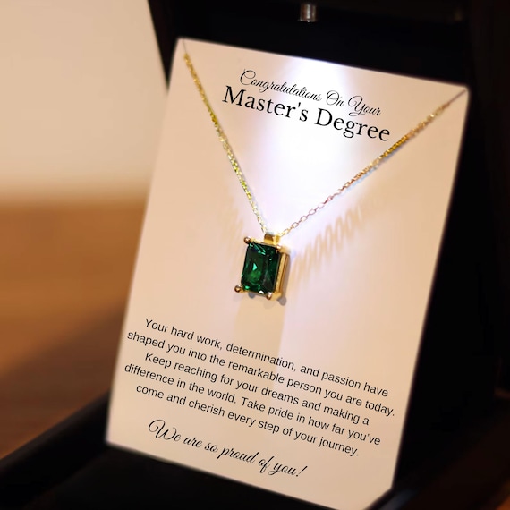 Masters Degree Graduation Gift, MBA Graduation Gift for Her, Personalized Master's Degree Birthstone Necklace, PhD MD Necklace Gift,