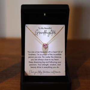 Enkelin Herz Schmuck Geschenk mit Led Light Box, Enkelin Geburtstagsgeschenk, Enkelin Edelstein Halskette von der Großmutter