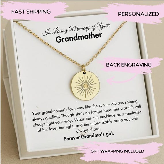 Grandmother Memorial Necklace, Grandmother Grief Gift, Grandmother Bereavement Gift, Grandmother Condolence Gift,  Loss of Grandmom