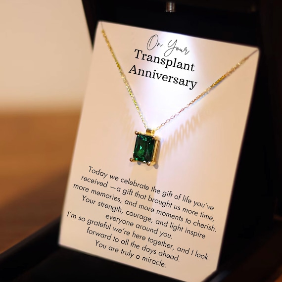 Transplant Anniversary Jewelry Necklace, Personalized Birthstone Silver Necklace Liver, Lung, Bone Marrow, Stem Cell, Organ Donation Gift