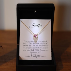 Presente de joias para esposa, colar de pedra de nascimento para namorada para aniversário, colar de esposa, presentes de joias para parceiros de vida, colar de coração para noivo