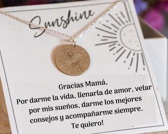 Regalo para mamá, Collar de plata para el cumpleaños, Navidad, Collar Sunshine, Joyería Para Mamá, Madre