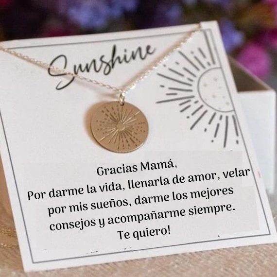 Regalo para mamá, Collar de plata para el cumpleaños, Navidad, Collar Sunshine, Joyería Para Mamá, Madre