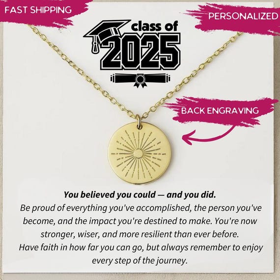 Class of 2025 Graduation Silver Necklace for Her, Class of 2025 Jewelry for Girls,  Daughter Graduation Gift, College Graduation Gifts