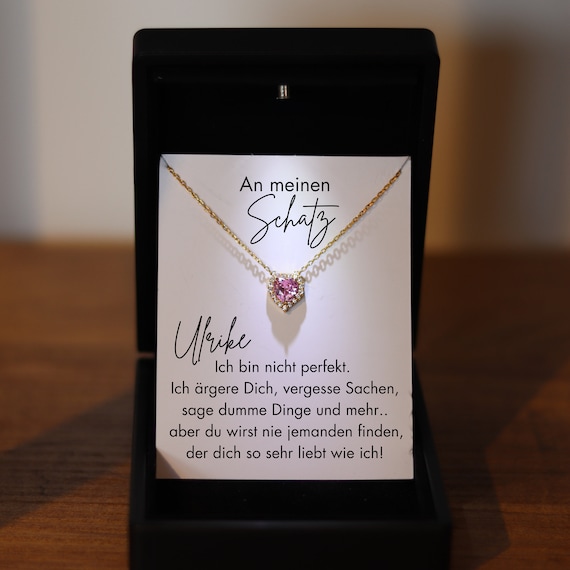 Schatz Herz Halskette, Kette für Frauen, Geschenk für sie, Jubiläumsgeschenk Frau, Hochzeitsjubiläumsgeschenk Frau 'Ich bin nicht perfekt'
