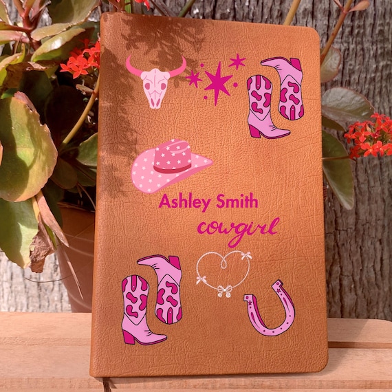 Cowgirl Personalized Journal, Cowgirl Boots, Goodluck Horseshoe Journal, Horse Lover Girls, Howdy Cowgirl Pink Western Journal, Cowgirl Gift