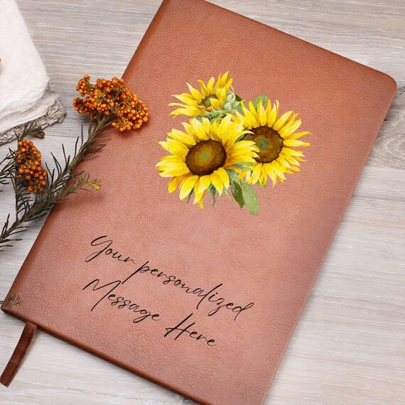 Personalized Sunflower Journal, Sunflower Notebook, Women Thank You Gift, Personalized Christmas Gift, New Year Journal, Girl Journal