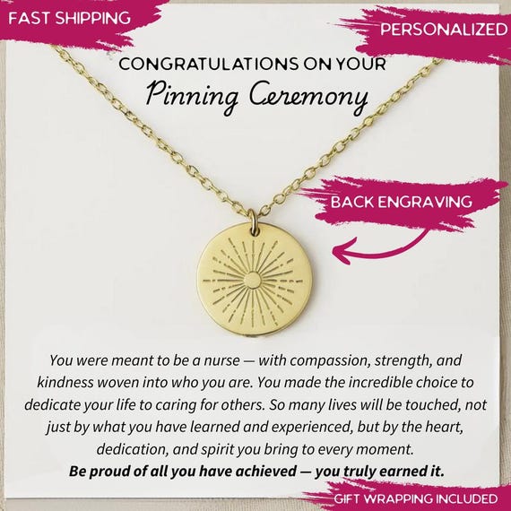 Personalized Pinning Ceremony Necklace for Girls, Nursing School Graduation Jewelry, RN Registered Nurse Gift, New Nurse Graduation Necklace
