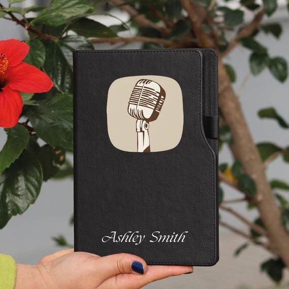 Personalized Microphone Notebook, Classic Microphone Gift, Music Lover Gift, Music Teacher Classic Microphone Gift, Singer Gifts