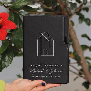 Personalisierte Paar Bau-Tagebuch, Koordinaten-Album, Bau-Notizbuch, Bautagebuch & Bauplaner, Baubuch Bauherr Journal