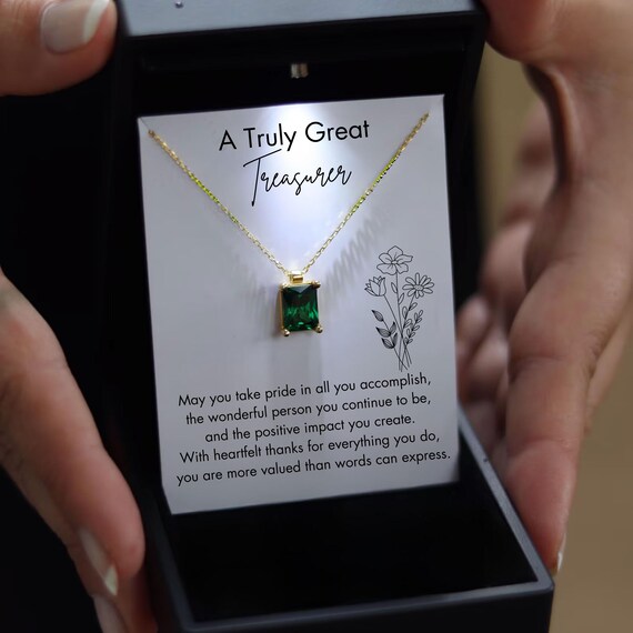 Treasurer Necklace Gift, Treasurer Leaving Gift, Treasurer Birthday Gift, Necklace for Female Treasurer Thank You Gift from Company