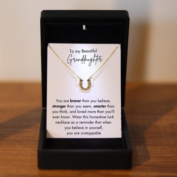 Granddaughter Luck Necklace, Lucky Silver Charm for Granddaughter with LedBox, Granddaughter Keepsake Necklace, Granddaughter New Year Jewel