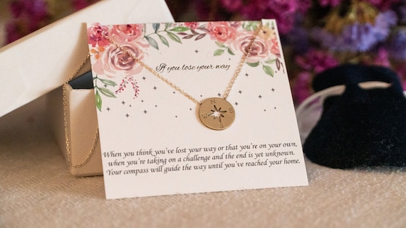Compass Inspiritional Necklace, 925 Sterling Silver, 14K Gold Plated, Gift for Best Friend, Family, Daughter, Tiny Gold, Rosegold Compass