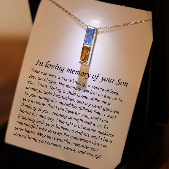 Son Remembrance Necklace, Son Memorial Gift, Matching Birthstone Necklace, Son Sympathy Gift, Son Memorial Gift, Loss of Son Necklace