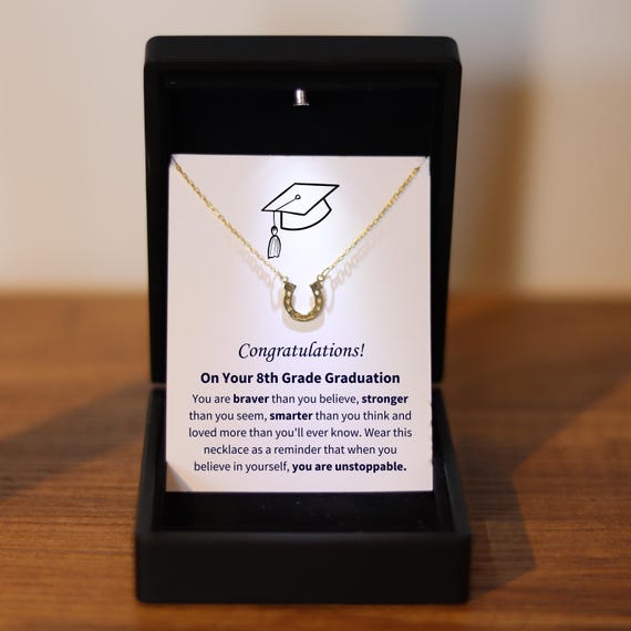 Luck Necklace for 8th Grade Graduation, Elementary School Graduation, 8th Grade Girl Gift, Personalized 8th Graduation Daughter Necklace