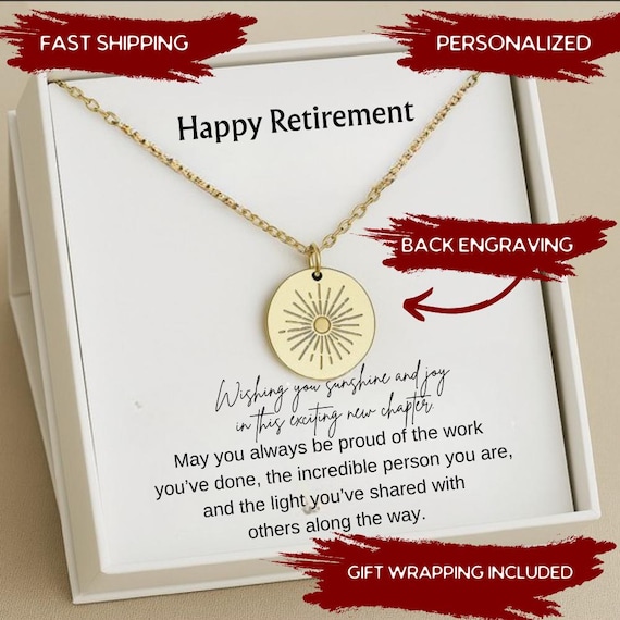Coworker Leaving Gift, Personalized Retirement Necklace, Happy Retirement Party Gift, Coworker Farewell Present, Retirement Jewelry
