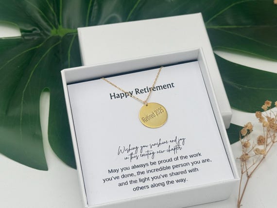 Personalized Retirement Necklace, Retirement Jewelry for Women Coworker, Friend Retirement Jewelry, Coworker Retirement Necklace