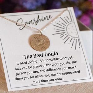 Doula-ketting cadeau, unieke zonneschijnketting voor Doula, verloskundige sieraden, bedankje voor Doula waarderingscadeau,