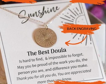 Doula Necklace Gift, Unique Sunshine Necklace for Doula, Midwife Jewelry, Thank You Gift for Doula Appreciation Gift,
